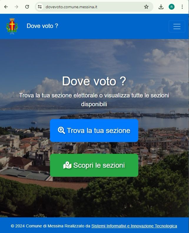 Dove voto?: la funzione a supporto degli elettori disponibile sul sito istituzionale del Comune di Messina 