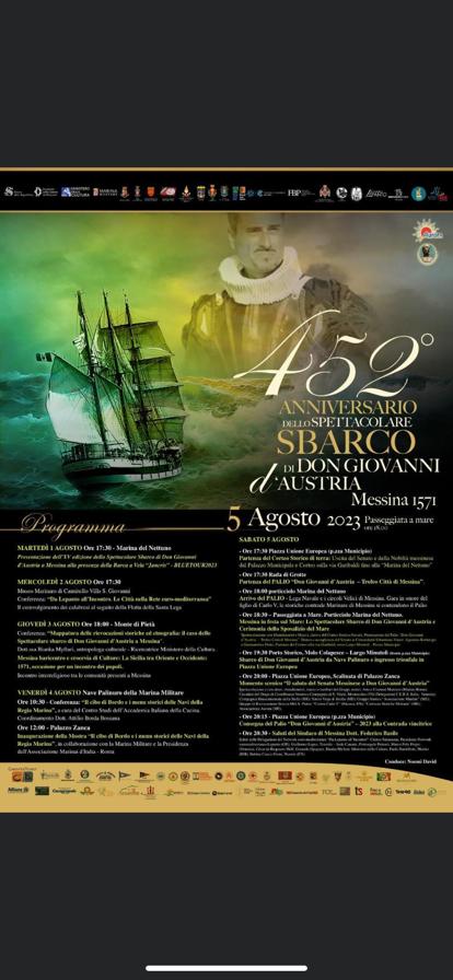 Agosto messinese 2023: le iniziative in programma propedeutiche al 452esimo Anniversario dello spettacolare Sbarco di Don Giovanni d’Austria