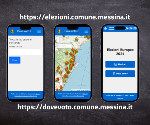 Elezioni Europee 2024: disponibile sul sito del Comune di Messina la funzione “Dove voto?”, e dalle ore 23 di oggi attiva anche la piattaforma per consultare l’affluenza alle urne e risultati in tempo reale 