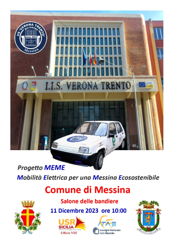 Progetto MEME: lunedì 11 a palazzo Zanca la presentazione di una macchina elettrica, iniziativa a cura dell’Istituto Verona Trento 