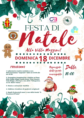 Domenica 18 il "Natale a Villa Mazzini", organizzato dalla IV Municipalità