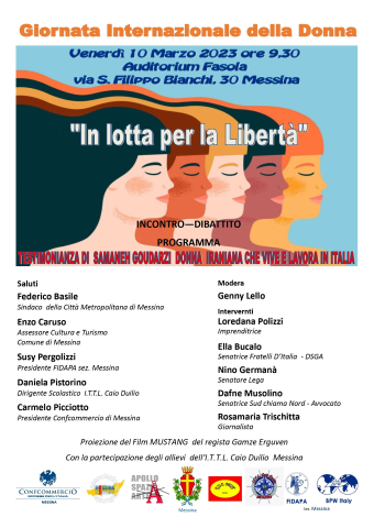 Domani all'Auditorium Fasola la manifestazione dal titolo "In lotta per la Libertà"
