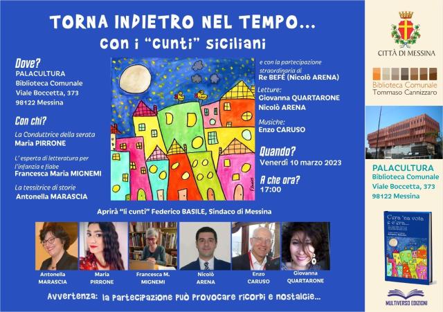 Domani al Palacultura l'evento "Torna indietro nel tempo...con i 'cunti' siciliani"