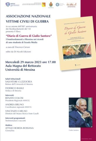 Domani pomeriggio nell'Aula Magna del Rettorato presentazione del libro "Diario di Guerra di Giulio Santoro"