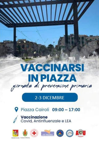 "Vaccinarsi in piazza": sabato 2 e domenica 3 dicembre la campagna gratuita del vaccino COVID-19, antinfluenzale e dei vaccini LEA